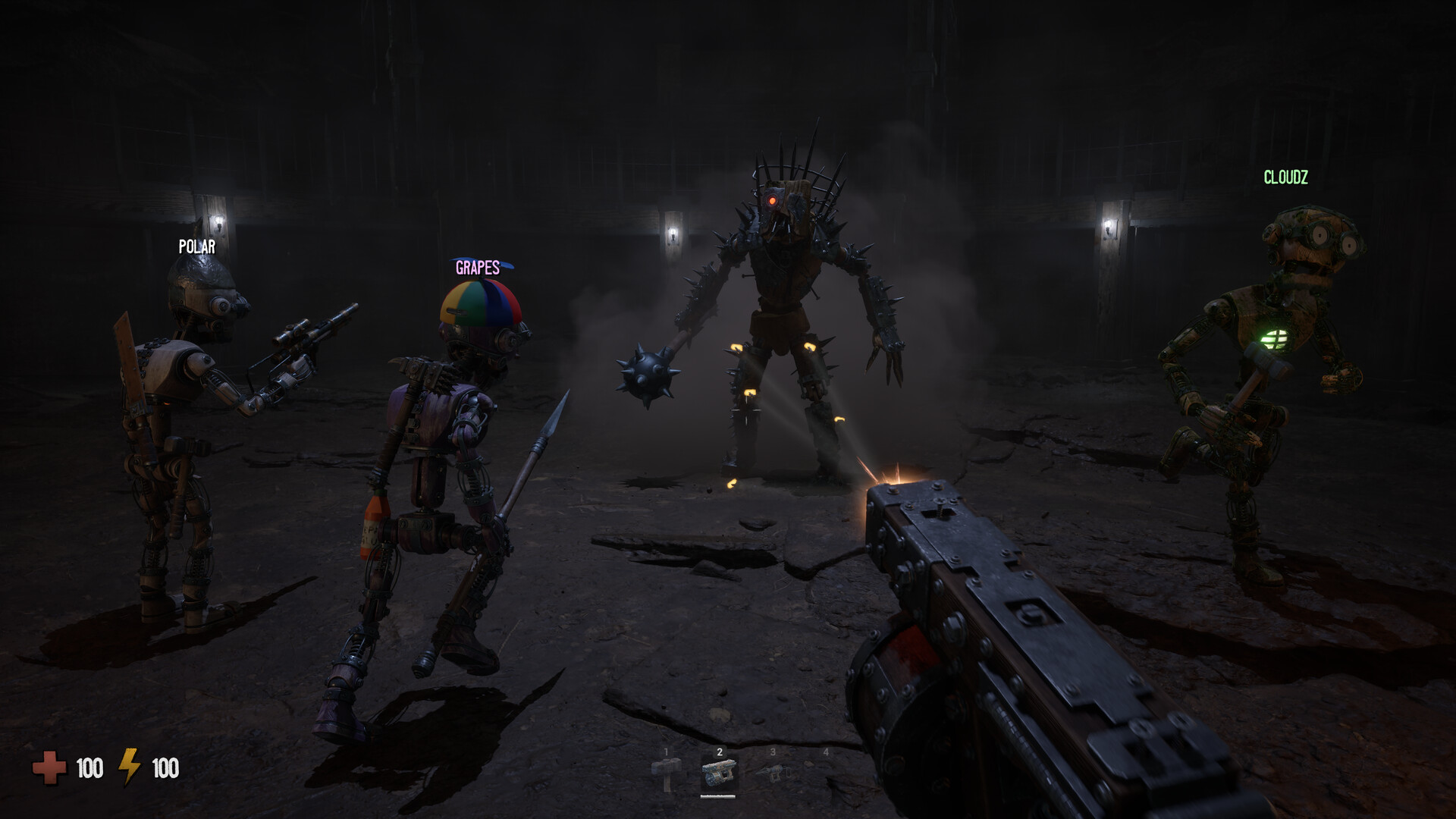 A GRAIN ROT co-op crew facing a Corrupted enemy